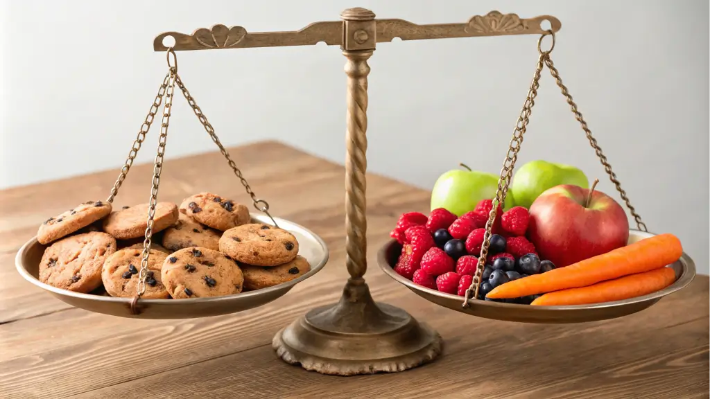 -balance-scale-with-cookies-on-one-side-and-fres.