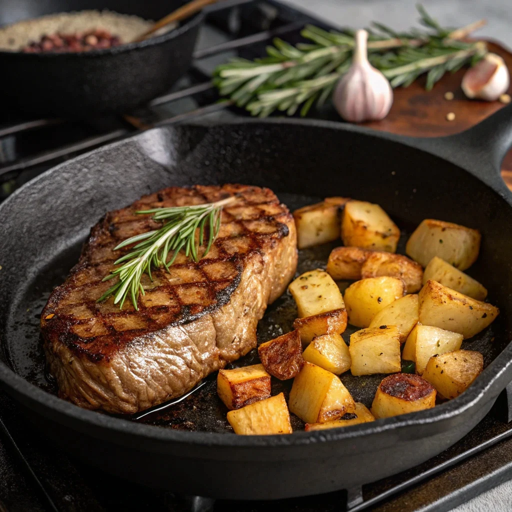 Do you cook meat or potatoes first?
