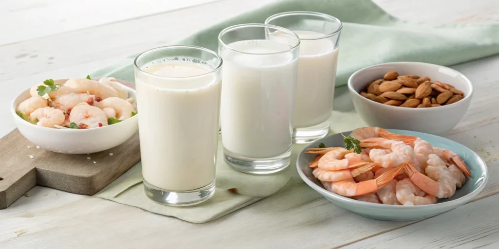  A comparison of whole milk, buttermilk, and almond milk for soaking shrimp before frying.