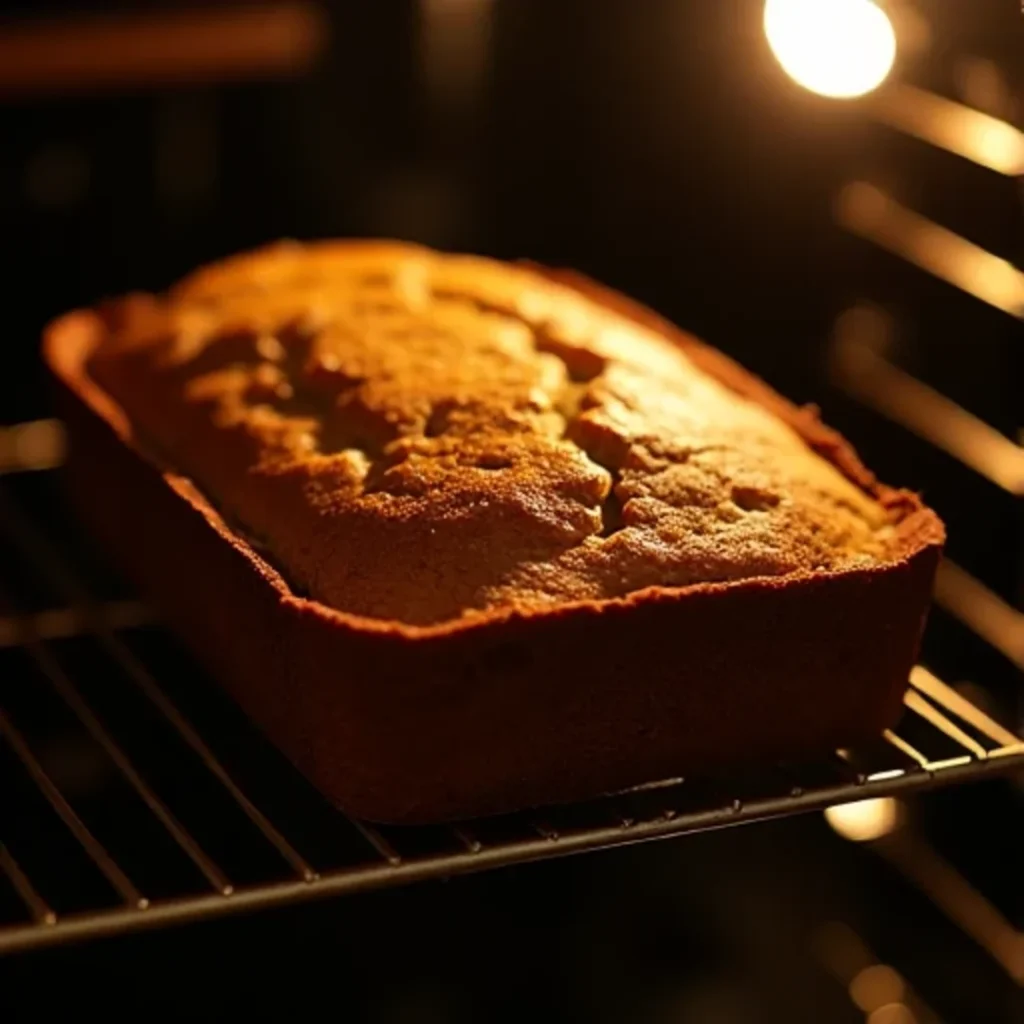  A golden-brown banana bread loaf 