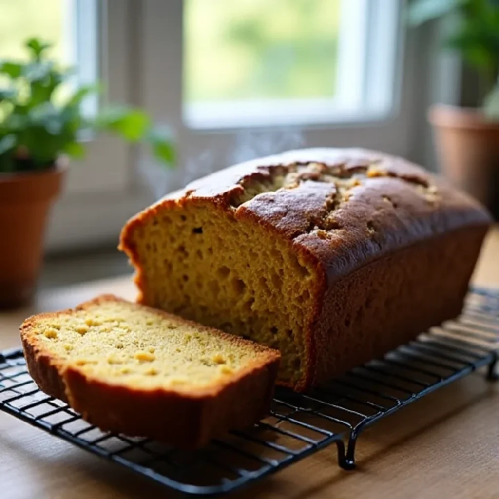 Cooling banana bread on a wire rack