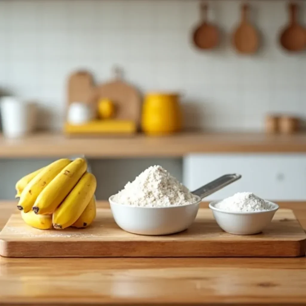 Three key ingredients for banana bread