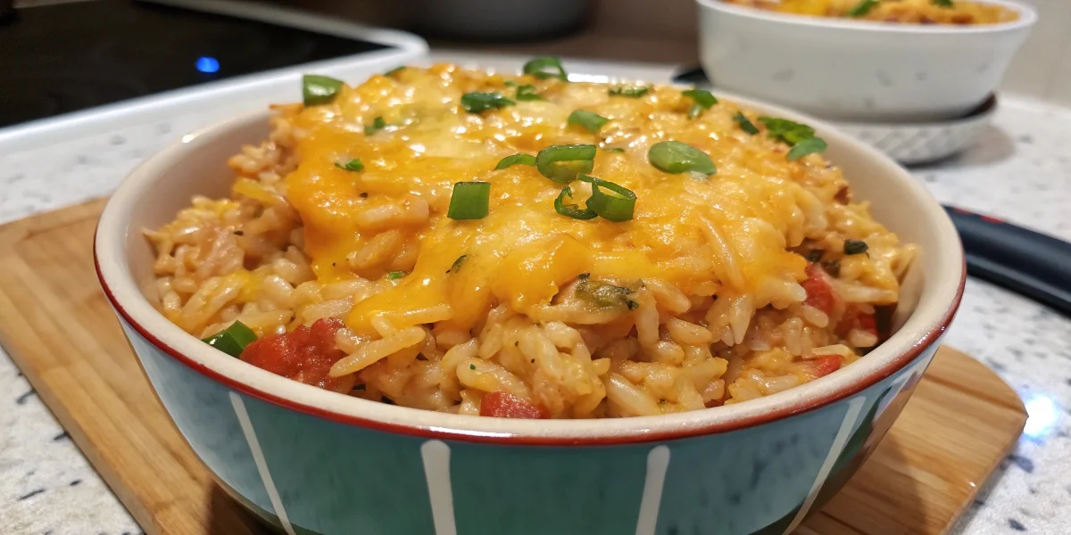 Best cheesy rice recipe with creamy melted cheese