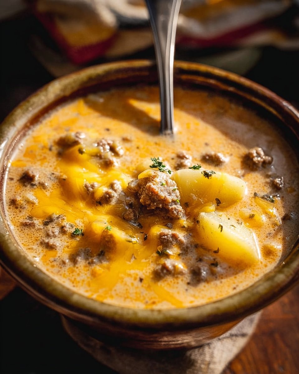 Cheesy Beef and Potato Soup