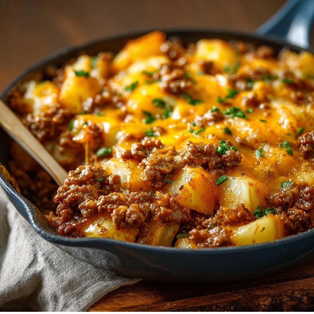 Cheesy Ground Beef & Potato Casserole