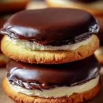 Delicious Boston Cream Pie Cookies with chocolate and vanilla frosting