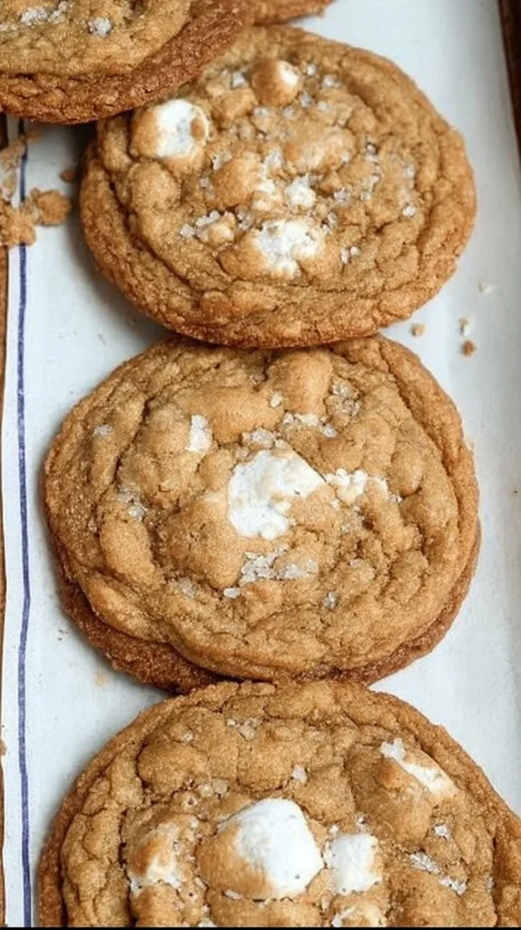 Delicious Brown Butter Marshmallow Cookies with gooey centers and crispy edges