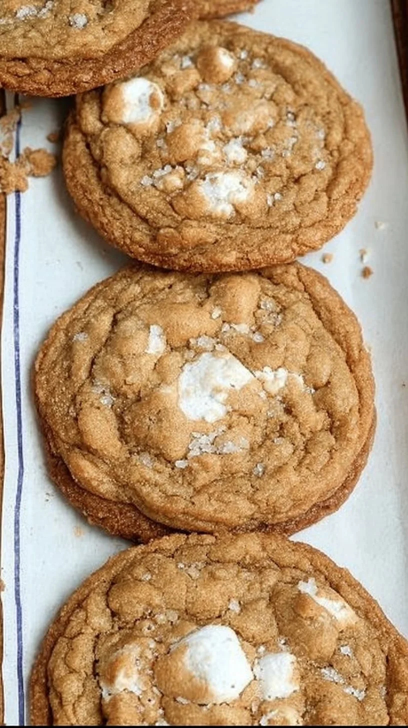 Delicious Brown Butter Marshmallow Cookies with gooey centers and crispy edges