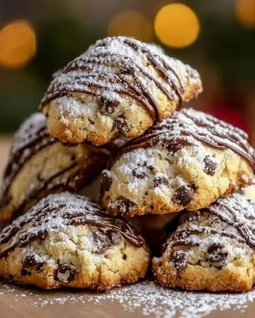 Delicious homemade cannoli cookies with cream filling and chocolate chips