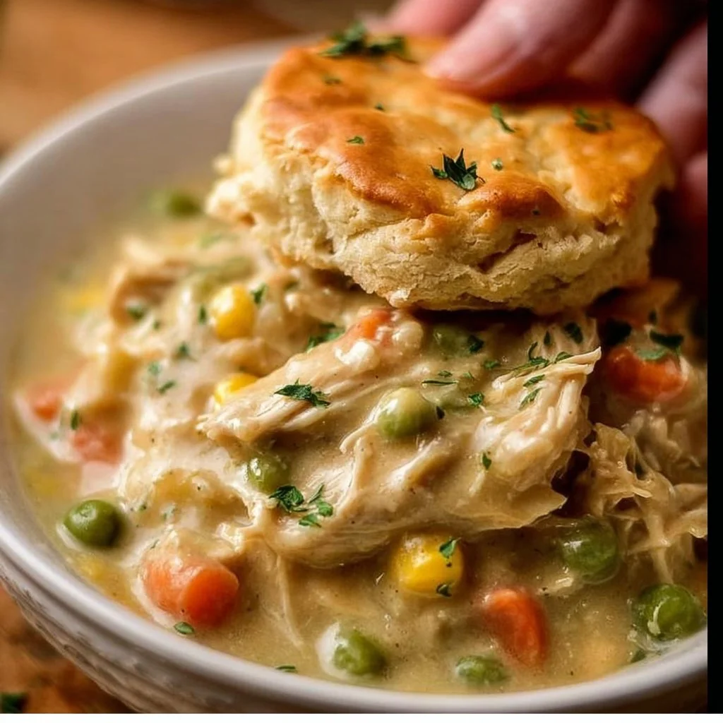 Delicious Crock Pot Chicken Pot Pie served in a cozy dish