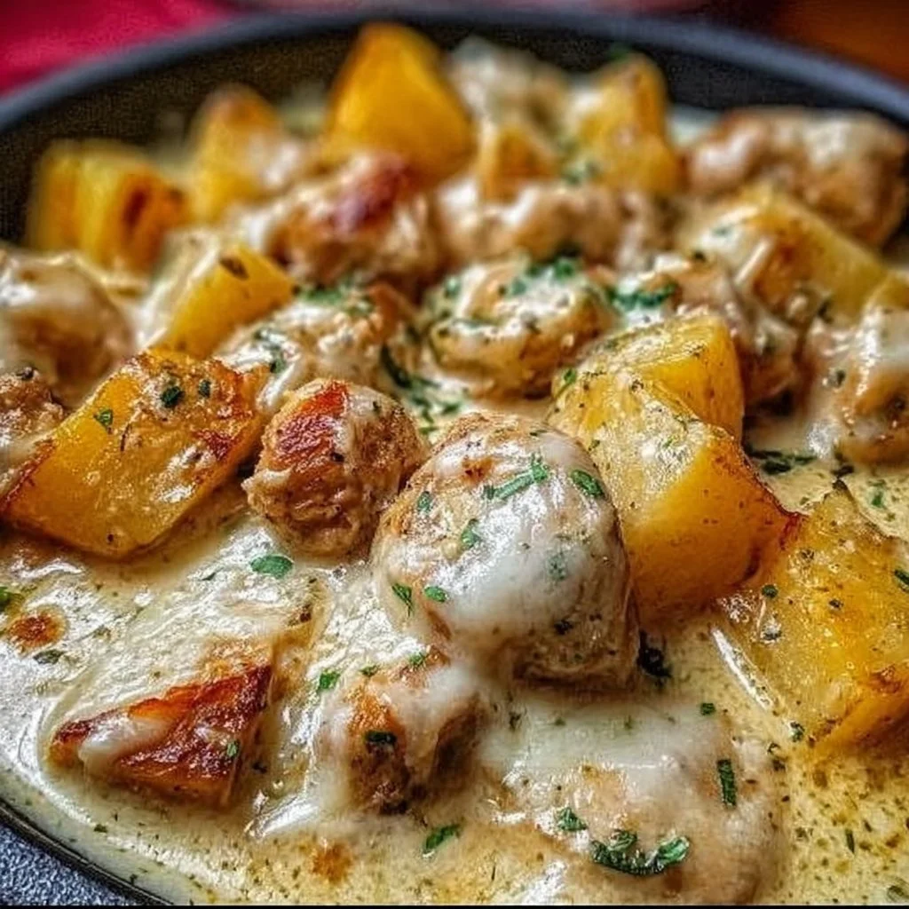 Garlic parmesan chicken and potatoes cooked in a crockpot for a delicious meal.