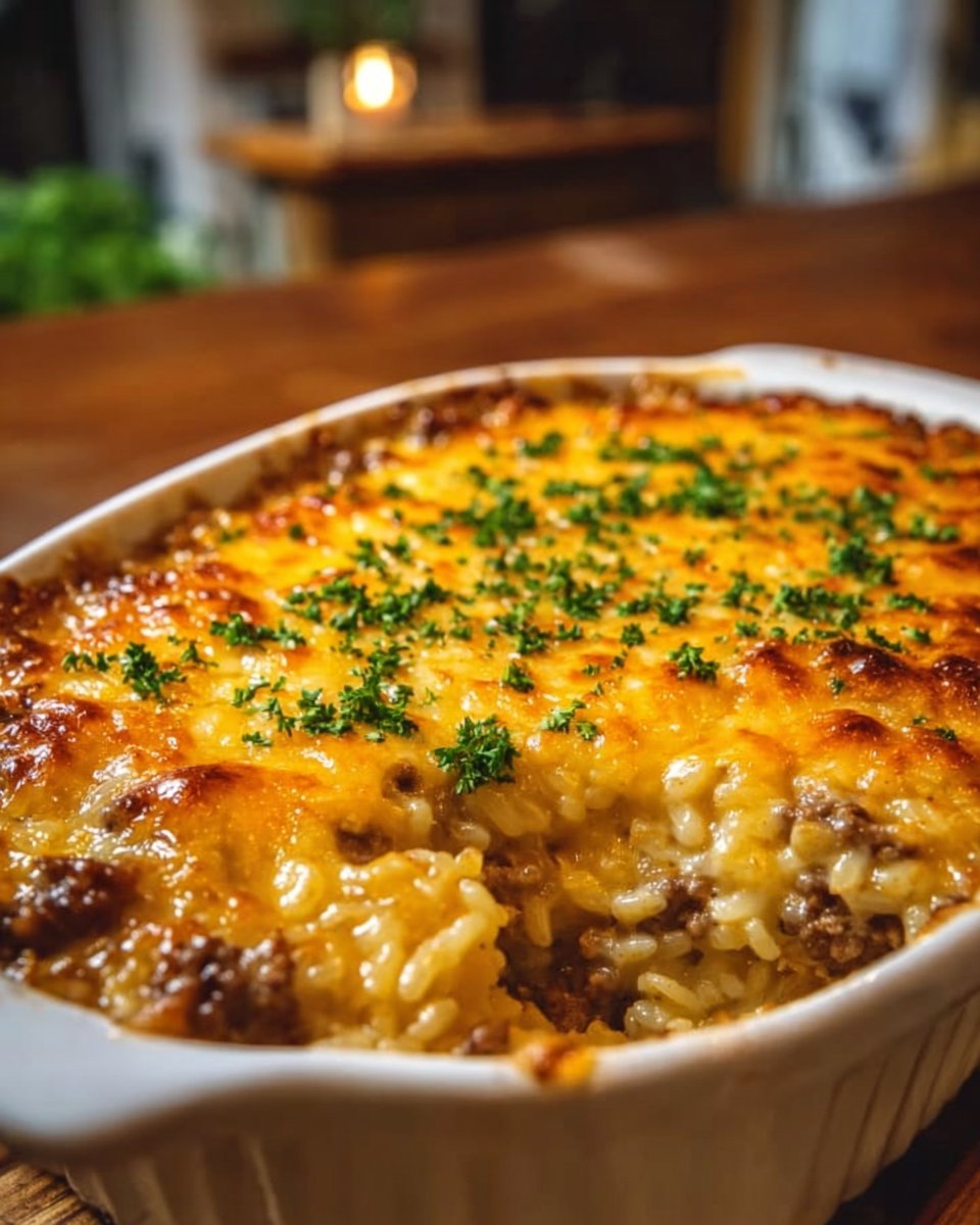 Cheesy Ground Beef Rice Casserole