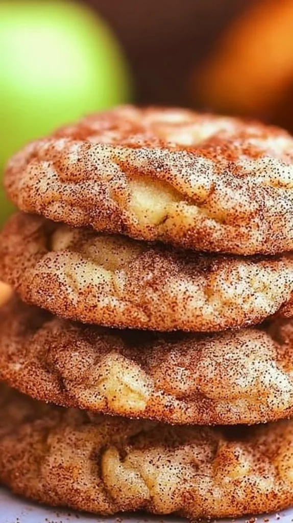 Freshly baked apple cinnamon snickerdoodle cookies on a plate