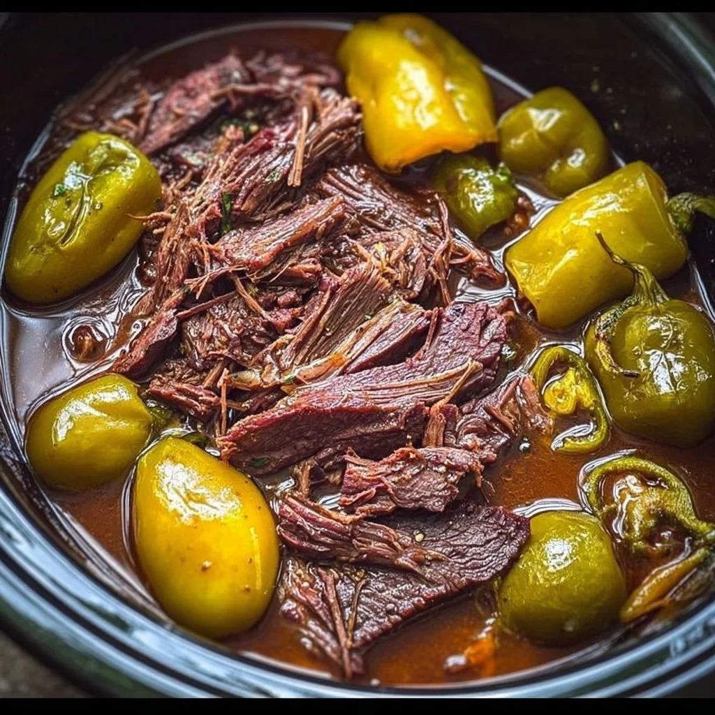 Delicious Mississippi Pot Roast served with herbs and spices on a plate