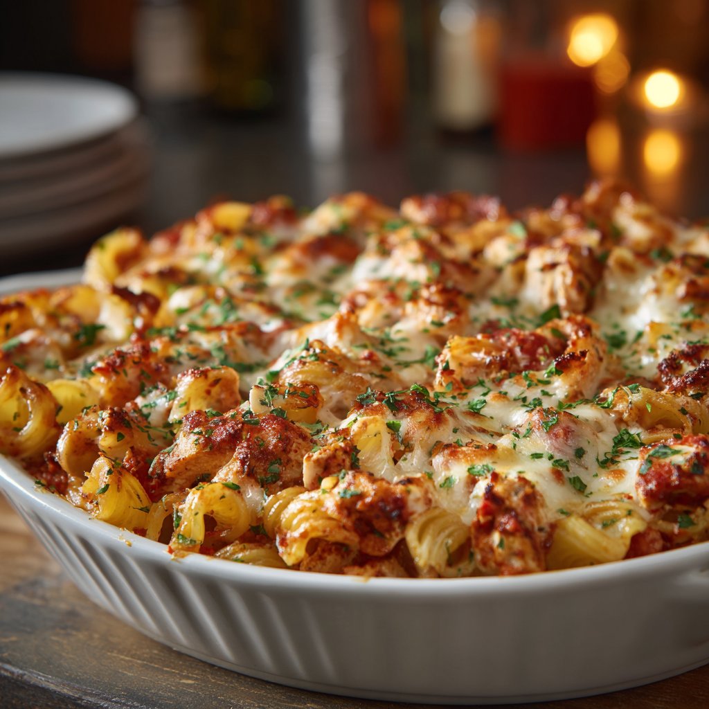 Chicken Parmesan Pasta Casserole