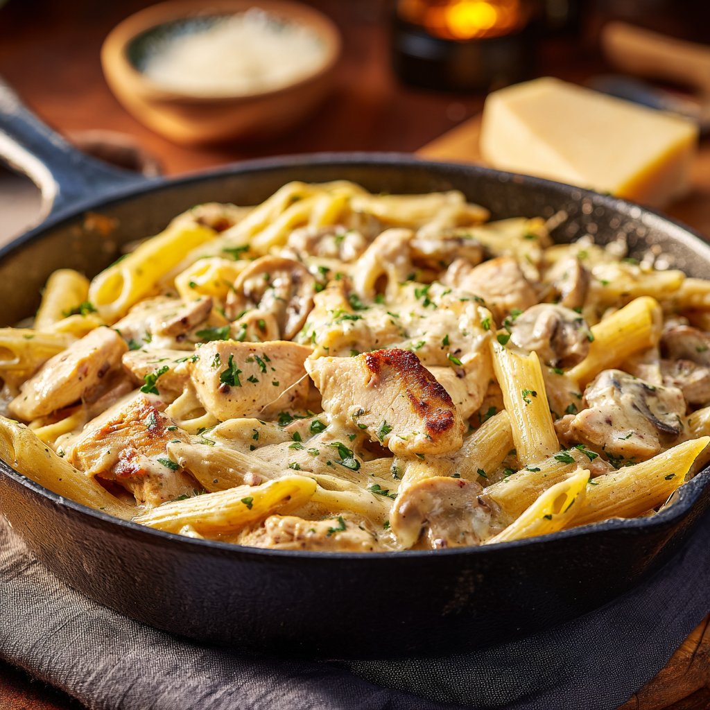 Creamy Garlic Chicken Penne Skillet