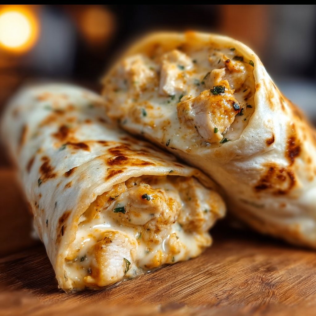 Cheesy Chicken Garlic Wraps