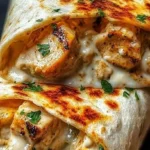 Delicious cheesy chicken garlic wraps with fresh ingredients