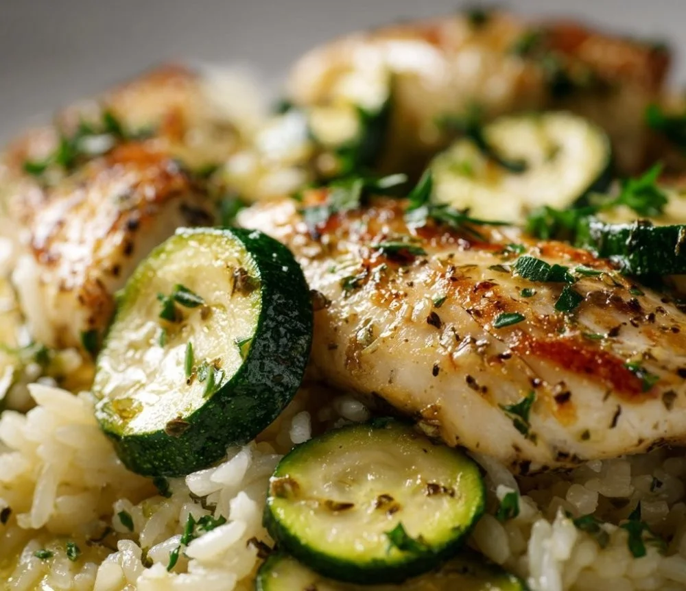 Delicious Chicken Zucchini Rice Bake served on a plate