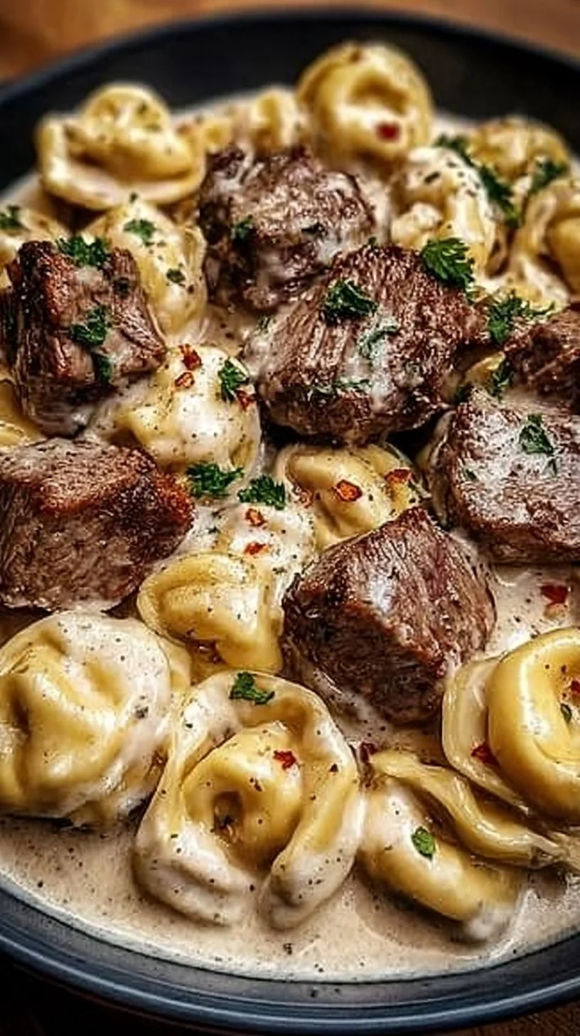 Cracked Garlic Steak Tortellini in Creamhouse Sauce