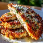 Crispy Parmesan Chicken Cutlets garnished with herbs
