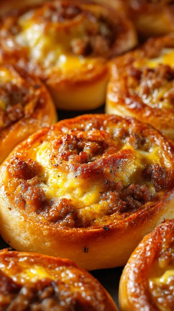 Delicious make-ahead sausage breakfast pinwheels ready for serving.