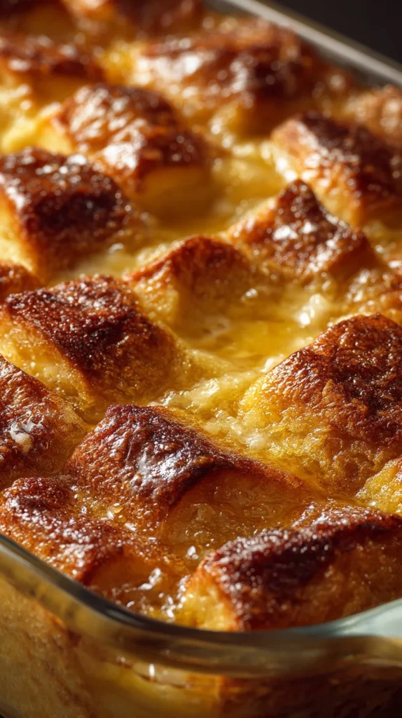 Delicious Overnight Vanilla French Toast Casserole topped with syrup and berries