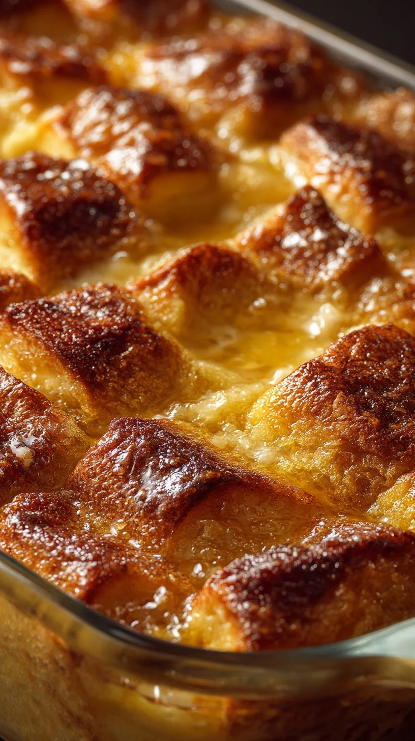 Delicious Overnight Vanilla French Toast Casserole topped with syrup and berries