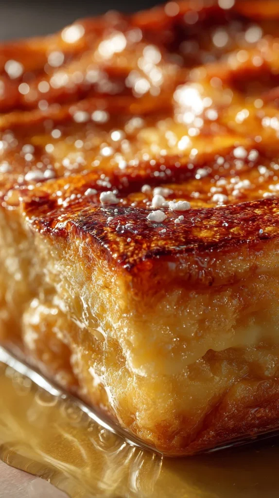 Puff Pastry French Toast Bake topped with fresh berries and syrup