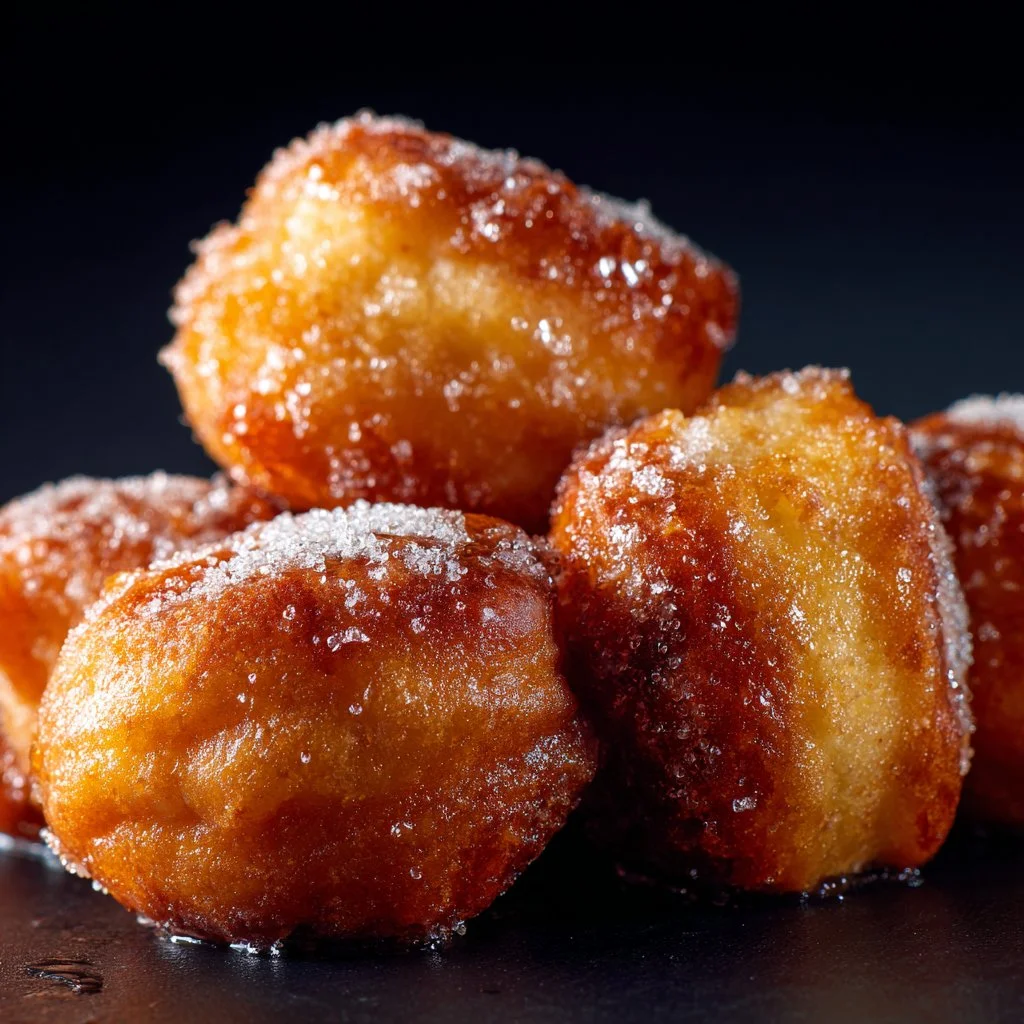 Fluffy Vanilla Sugar Beignet Bites dusted with powdered sugar