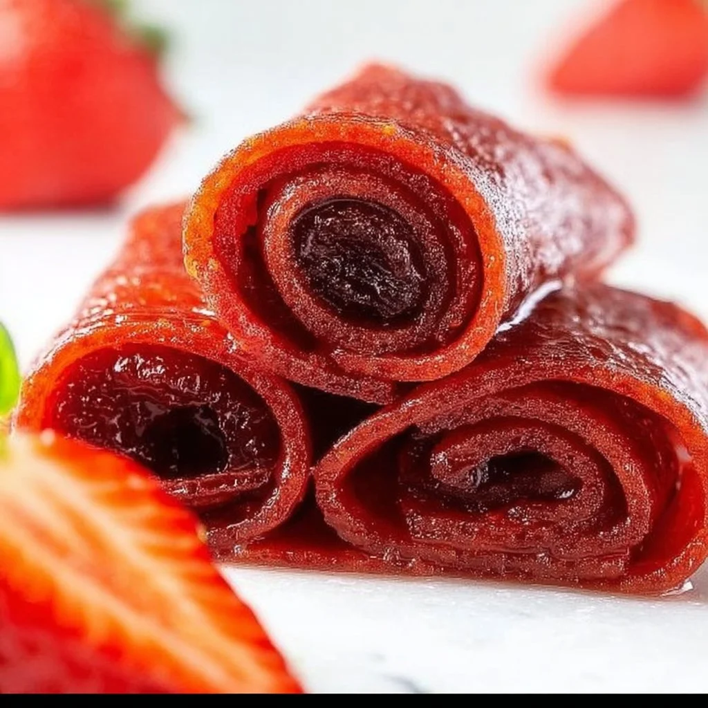 Homemade strawberry fruit roll-ups made with just three ingredients