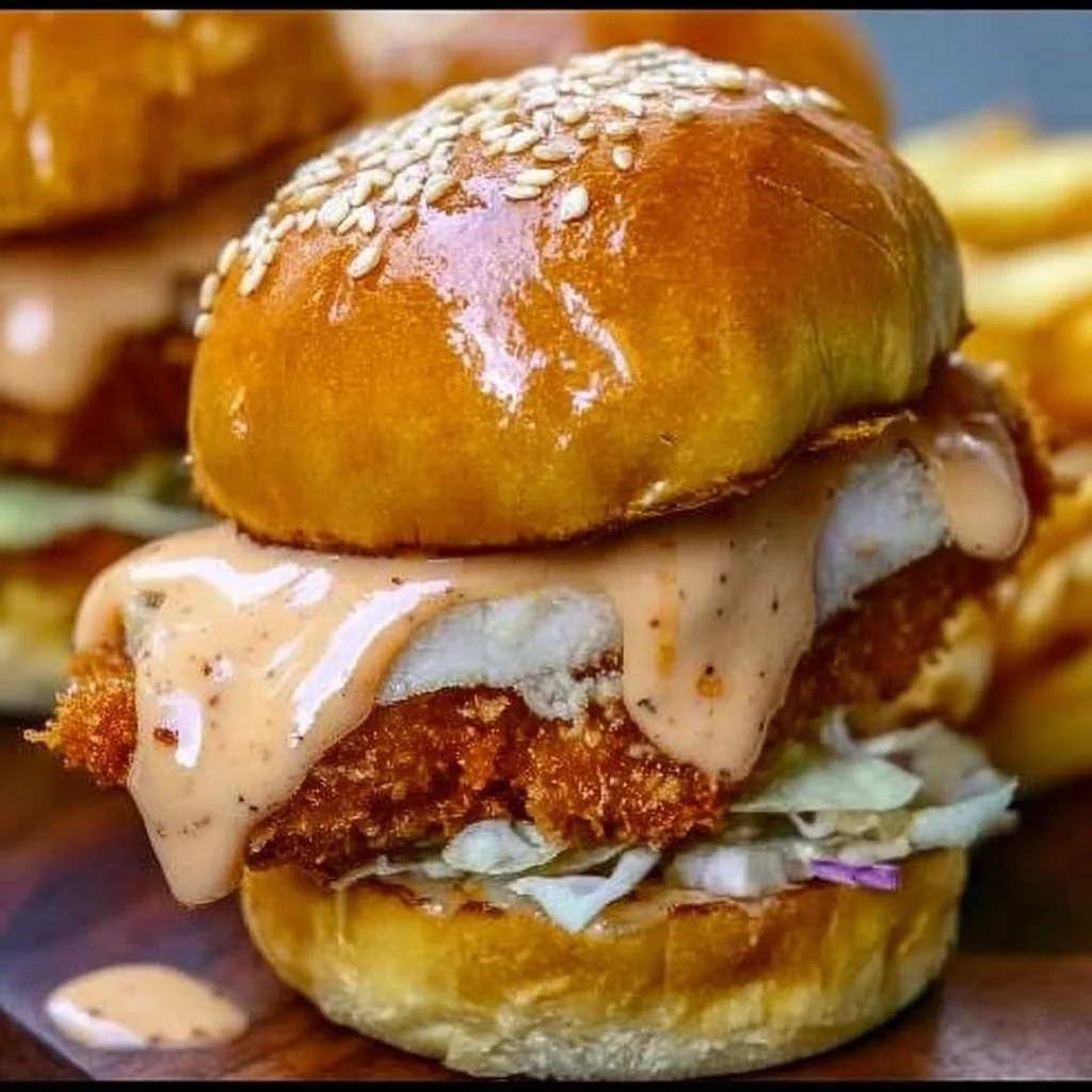 Delicious Bang Bang Chicken Sliders served on a platter