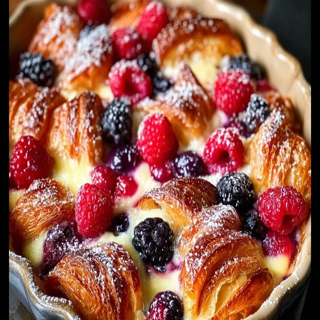 Berry croissant breakfast bake with fresh berries and flaky layers