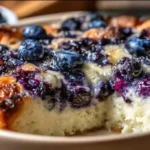 Blueberry cottage cheese breakfast bake fresh from the oven