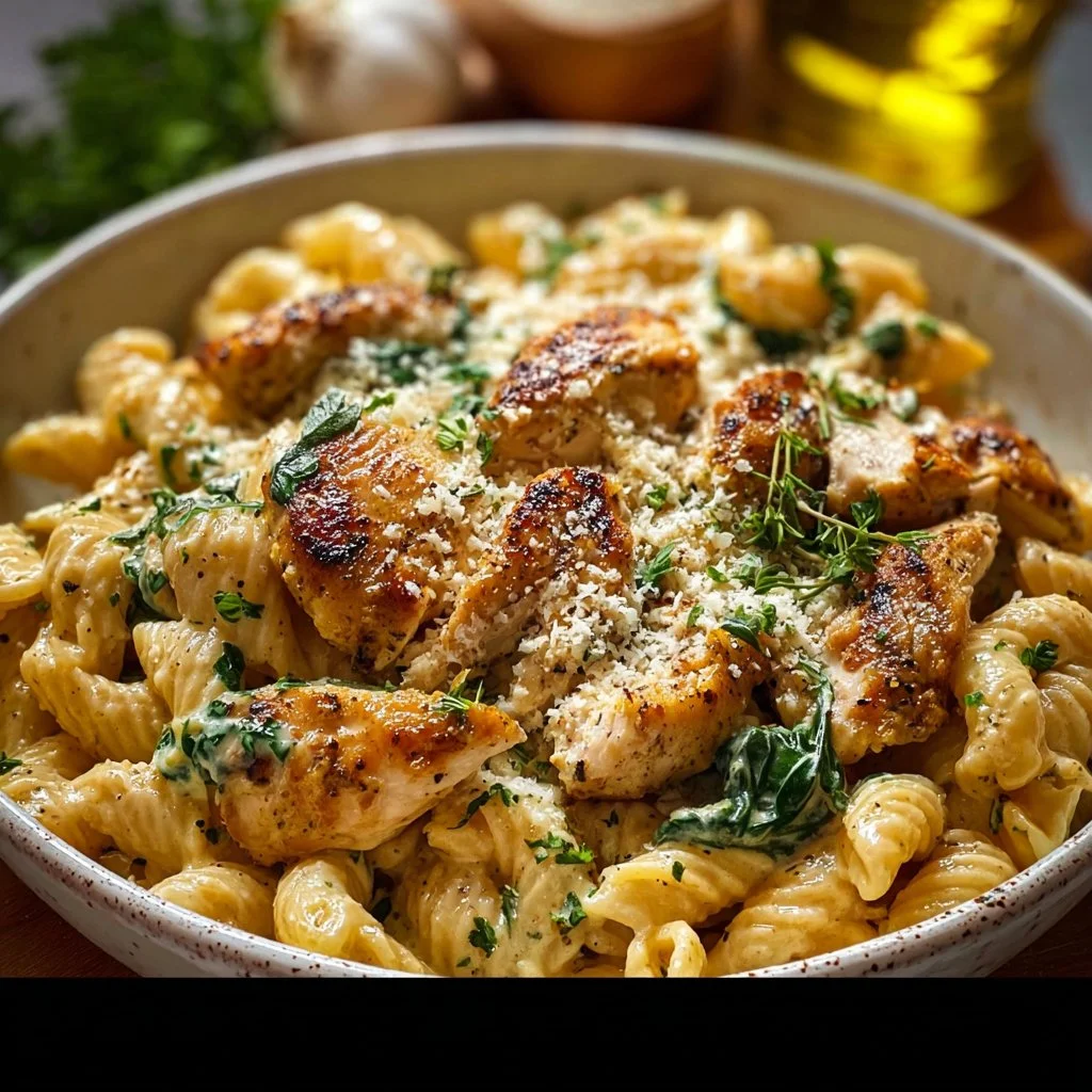 Healthy Garlic Parmesan Chicken Pasta
