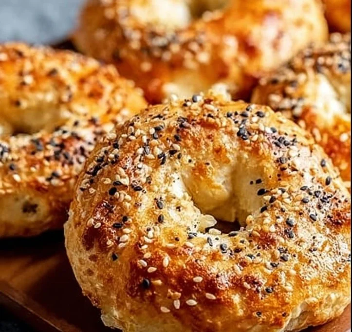 Homemade Greek yogurt bagels fresh out of the oven