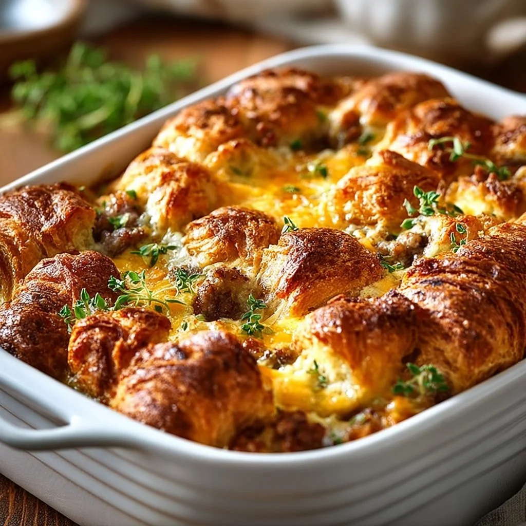 Overnight Croissant Breakfast Casserole