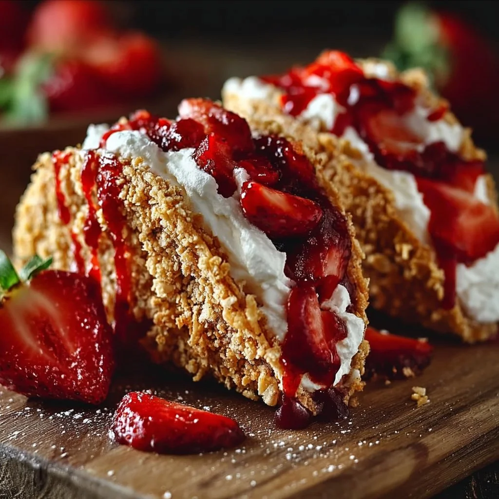 Strawberry Crunch Cheesecake Tacos