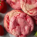 Delicious homemade strawberry sugar cookies with fresh strawberries